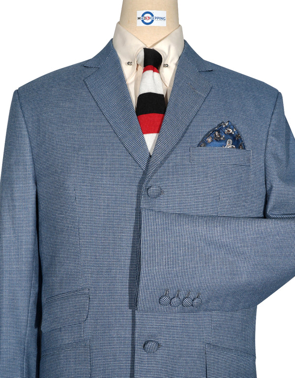 Mod Suit - Sky Blue Small Houndstooth Suit