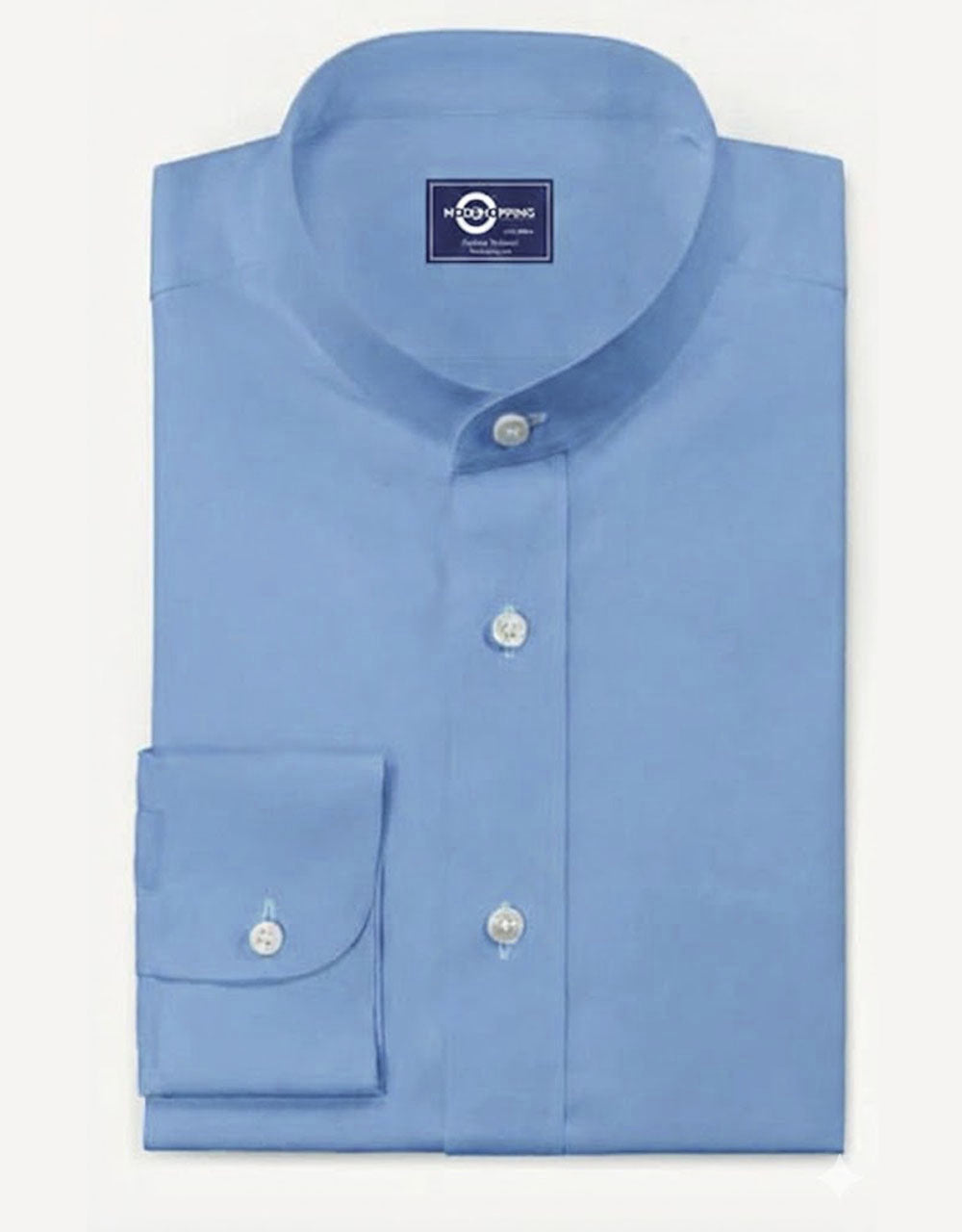  Sky Blue Mandarin Collar Shirt