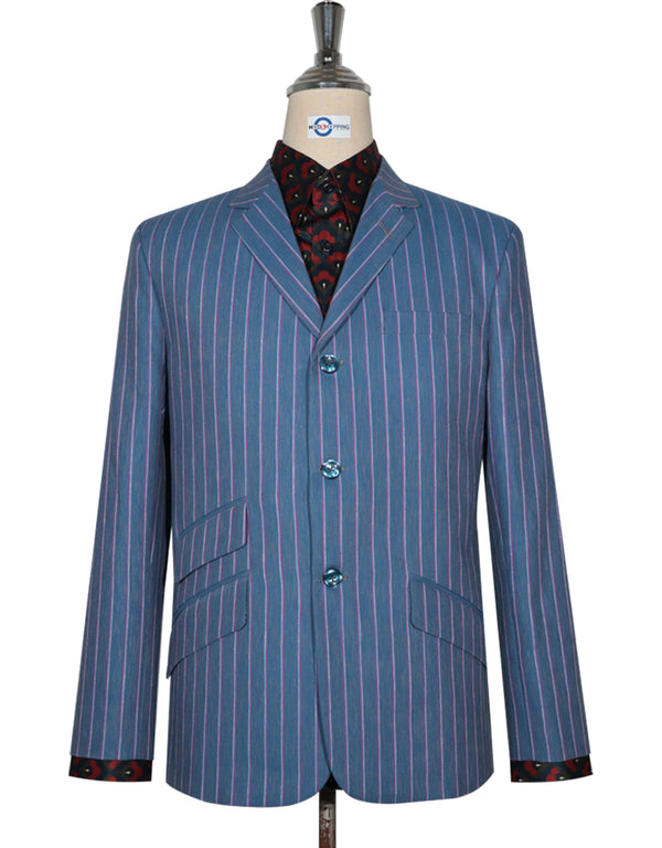 Boating Blazer - Sky Blue and Pink Striped Blazer