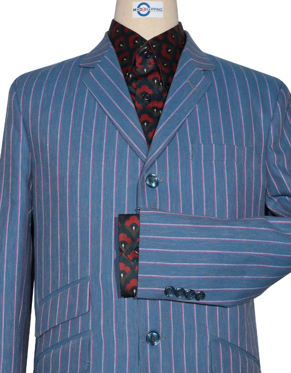 Boating Blazer - Sky Blue and Pink Striped Blazer