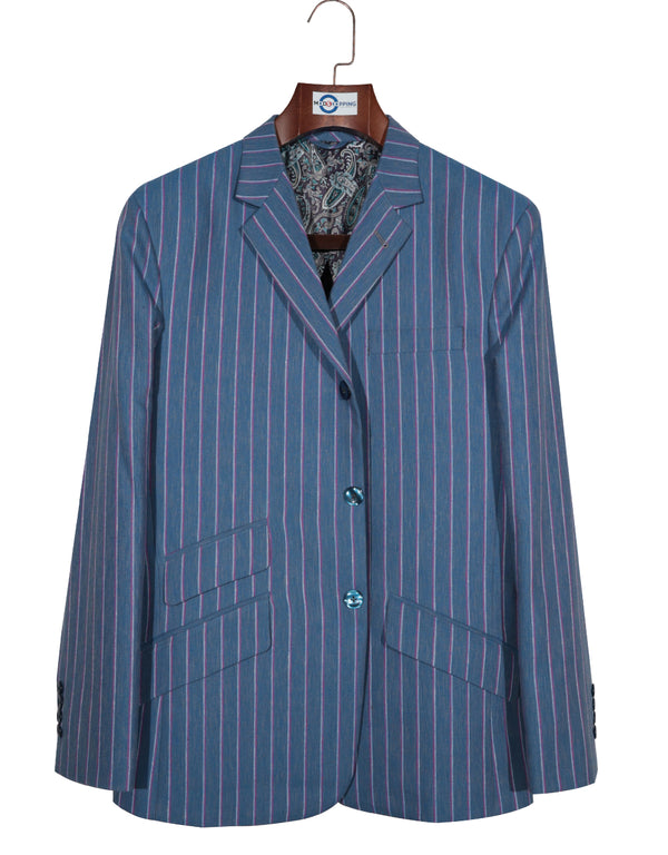 Boating Blazer - Sky Blue and Pink Striped Blazer