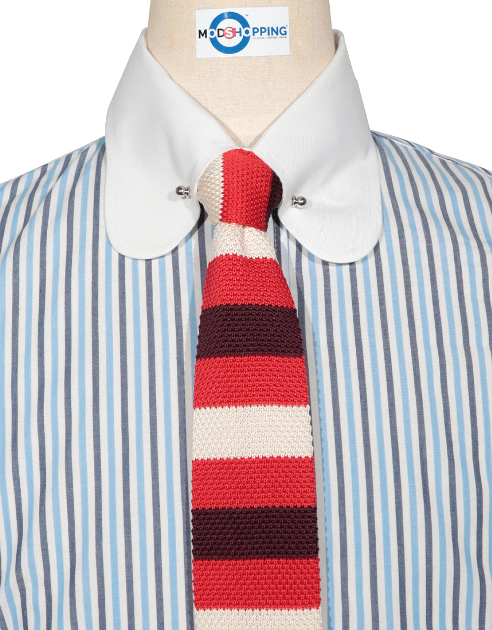 This Shirt Only - Sky Blue and Navy Blue Stripe Shirt