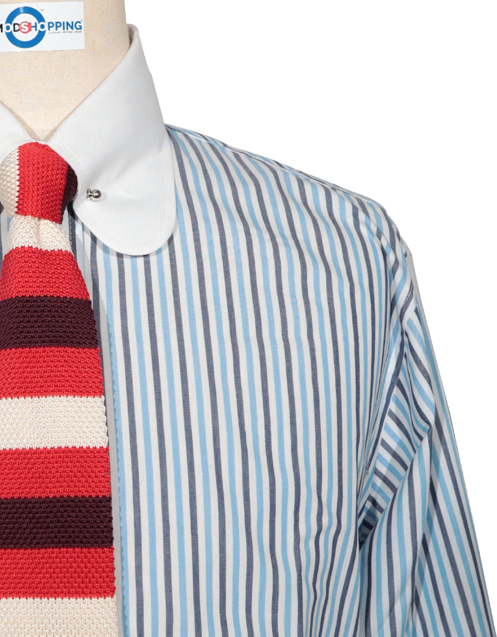 This Shirt Only - Sky Blue and Navy Blue Stripe Shirt