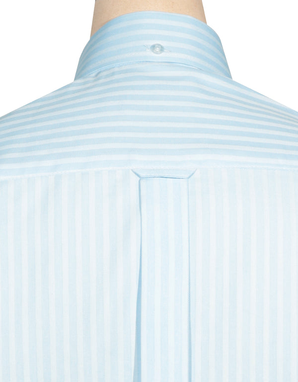 Button Down Shirt -  Sky Blue and White Herringbone Shirt