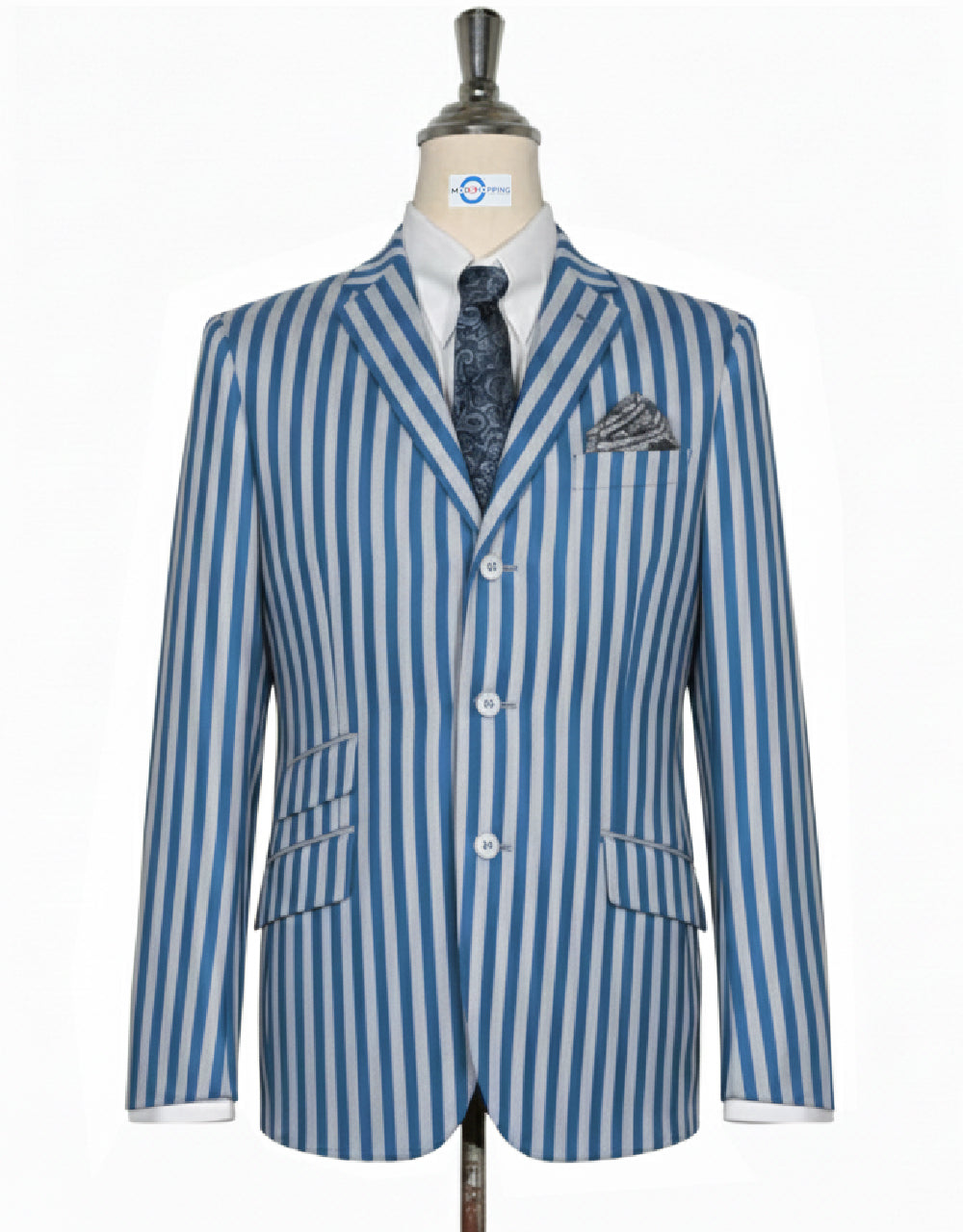 Sky Blue and White Stripe Boating Blazer 