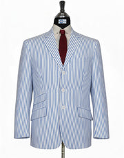 Sky Blue and White Stripe Linen BoatingBlazer 