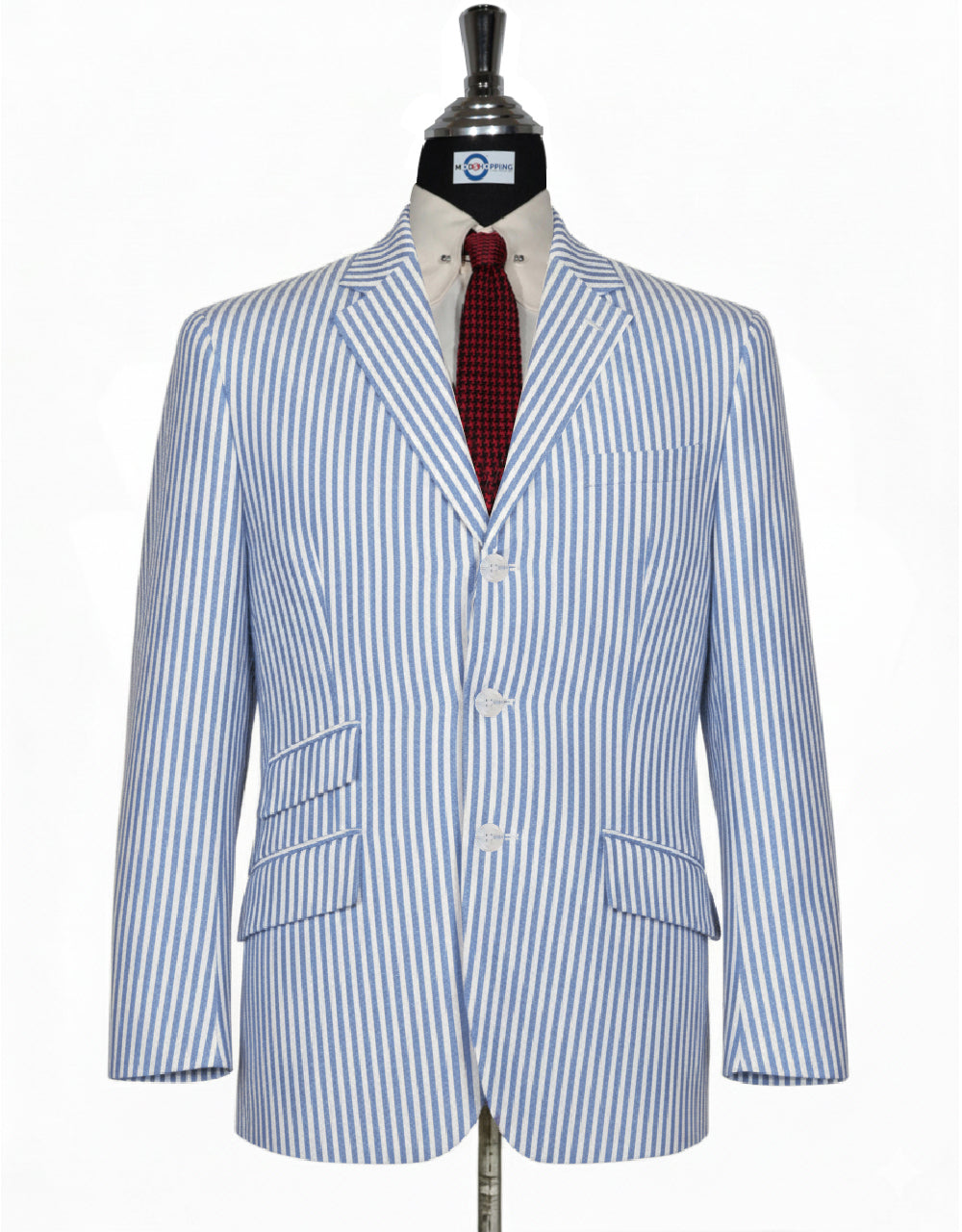 Sky Blue and White Stripe Linen BoatingBlazer 