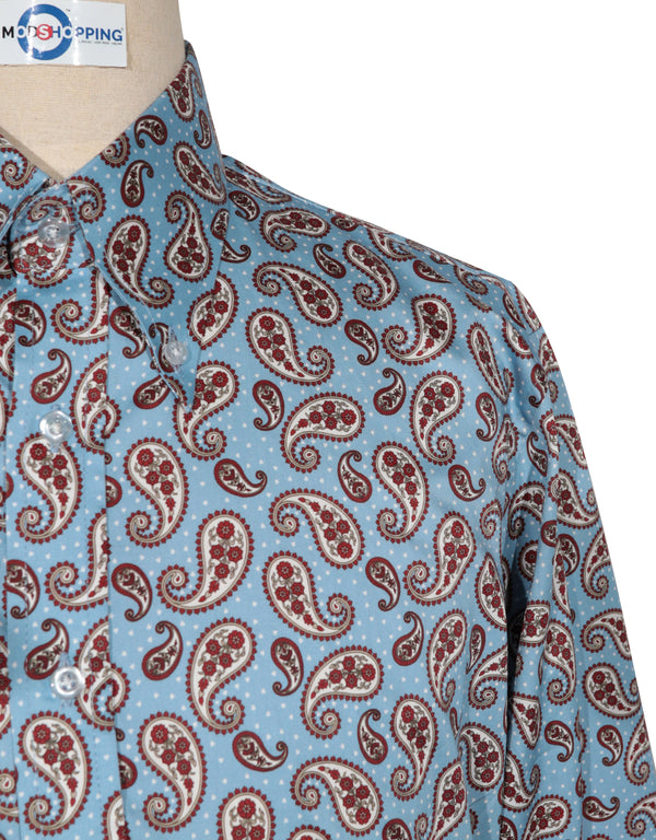 This Shirt Only - Sky Blue Paisley Shirt Size M