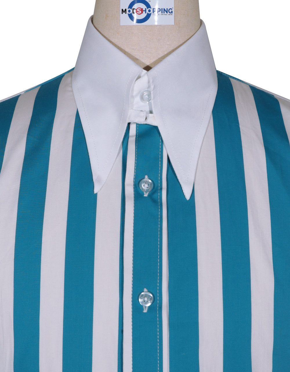 This Shirt Only | Sky Blue Striped Tab Collar Shirt Size M