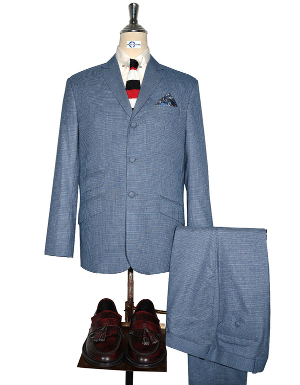 Mod Suit - Sky Blue Small Houndstooth Suit