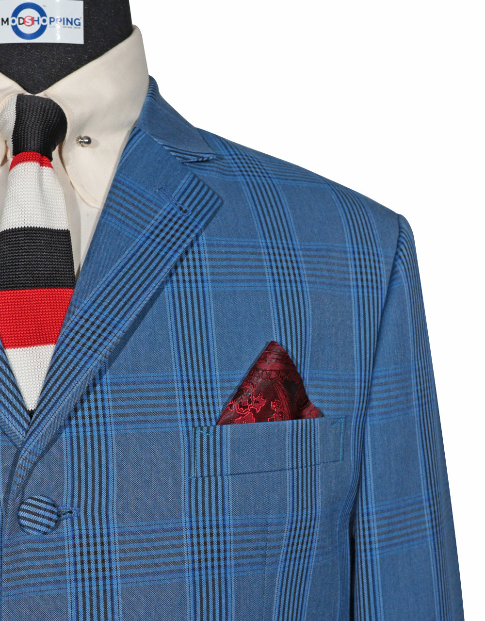 Sky Blue Prince Of Wales Check Blazer 