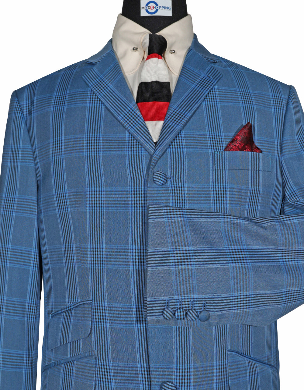 Sky Blue Prince Of Wales Check Blazer 