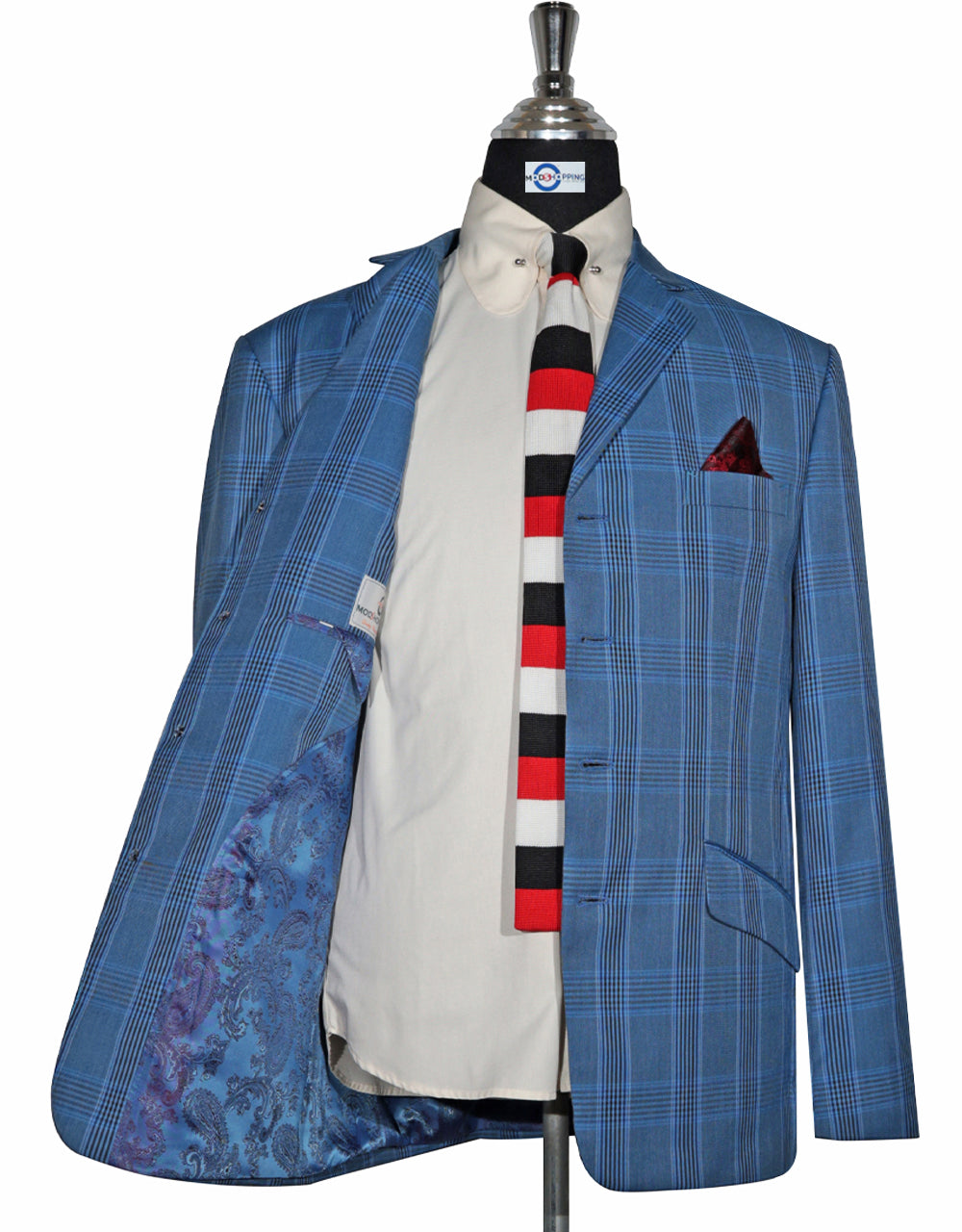 Sky Blue Prince Of Wales Check Blazer 