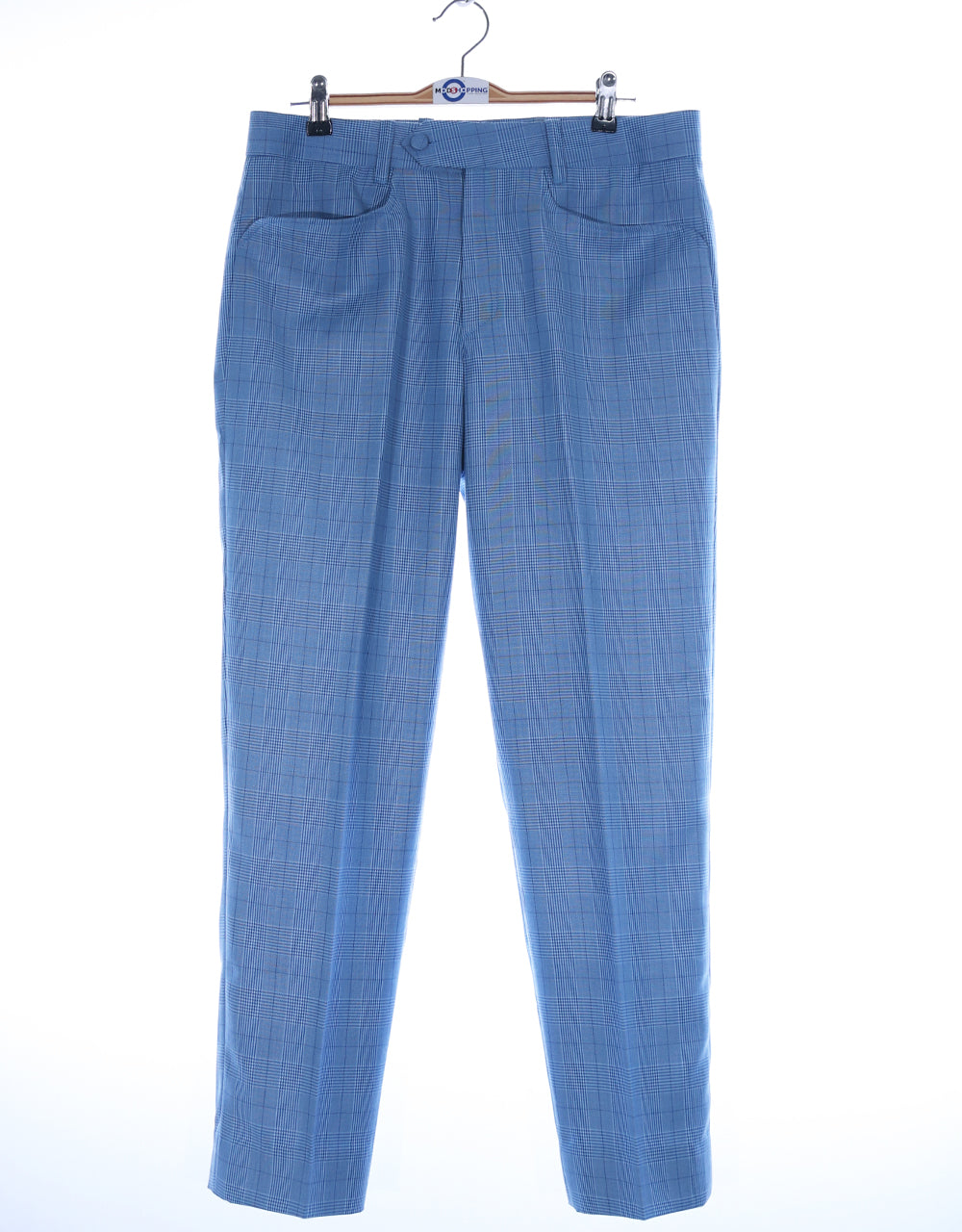 Sky Blue Prince of Wales Check 3 Piece Suit 