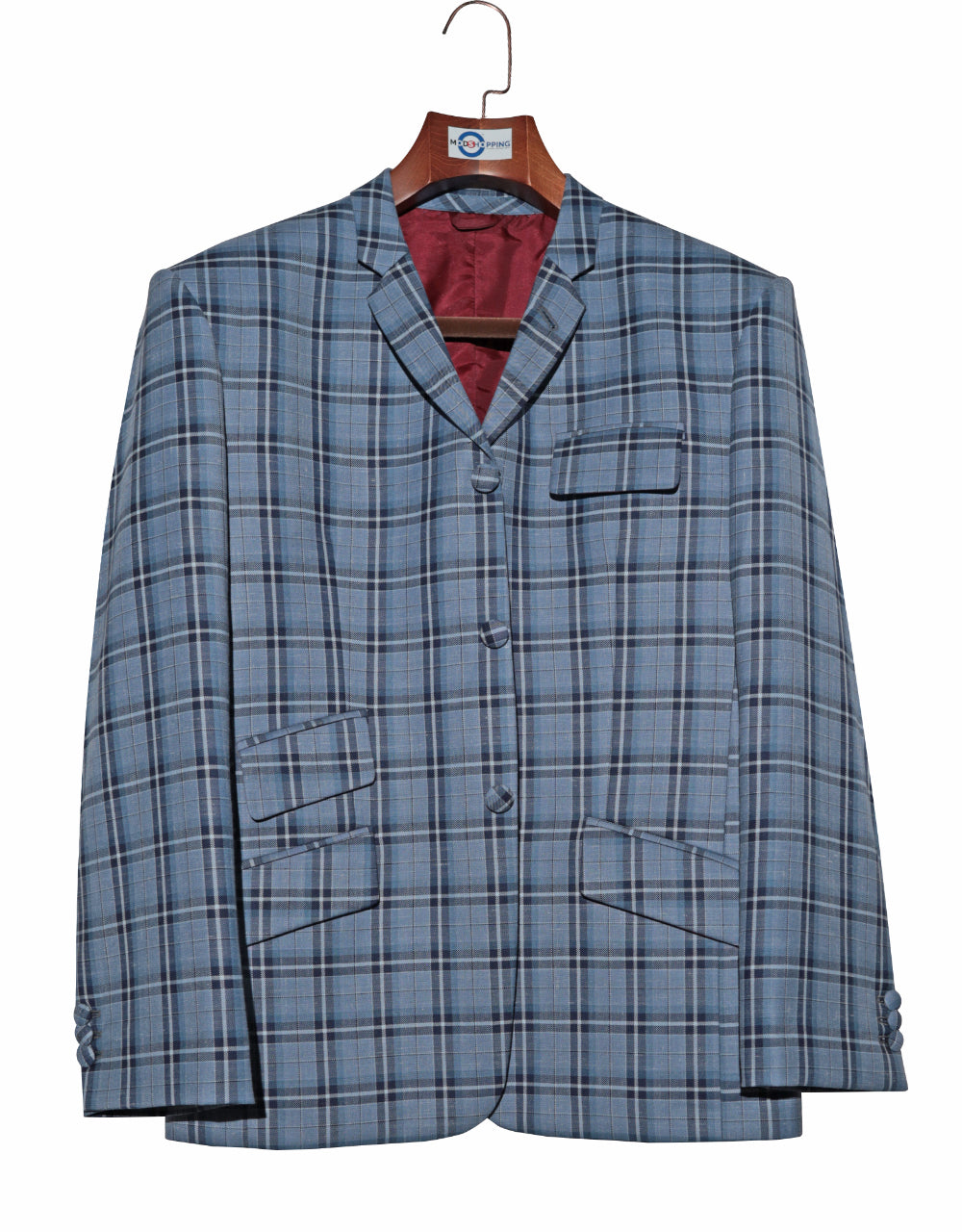Sky Blue Prince of Wales Check Jacket