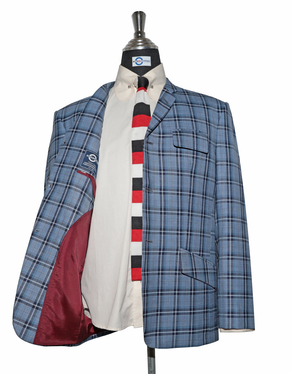 Sky Blue Prince of Wales Check Jacket