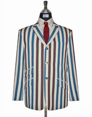 Sky Blue and Brown Striped Blazer 