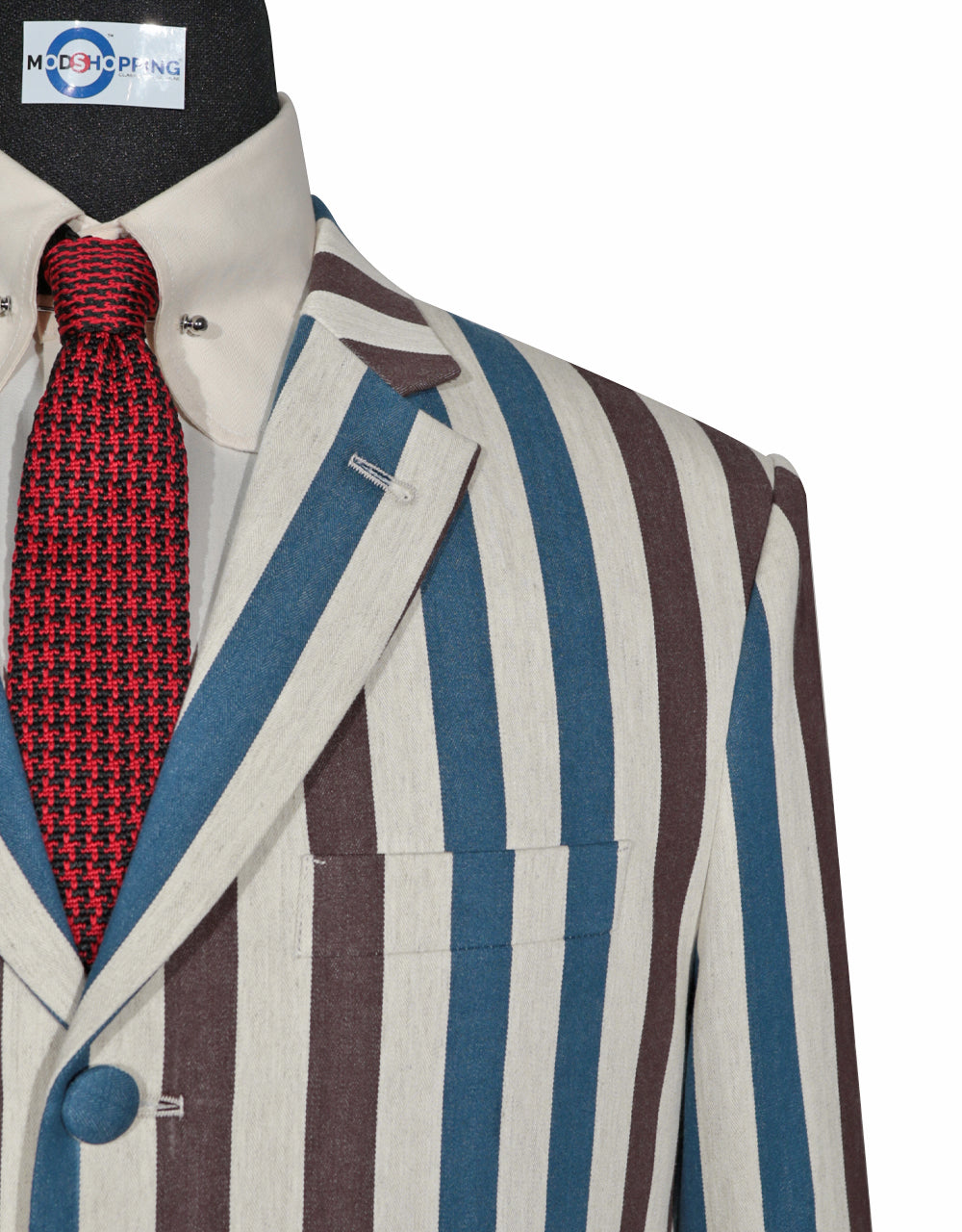 Sky Blue and Brown Striped Blazer 