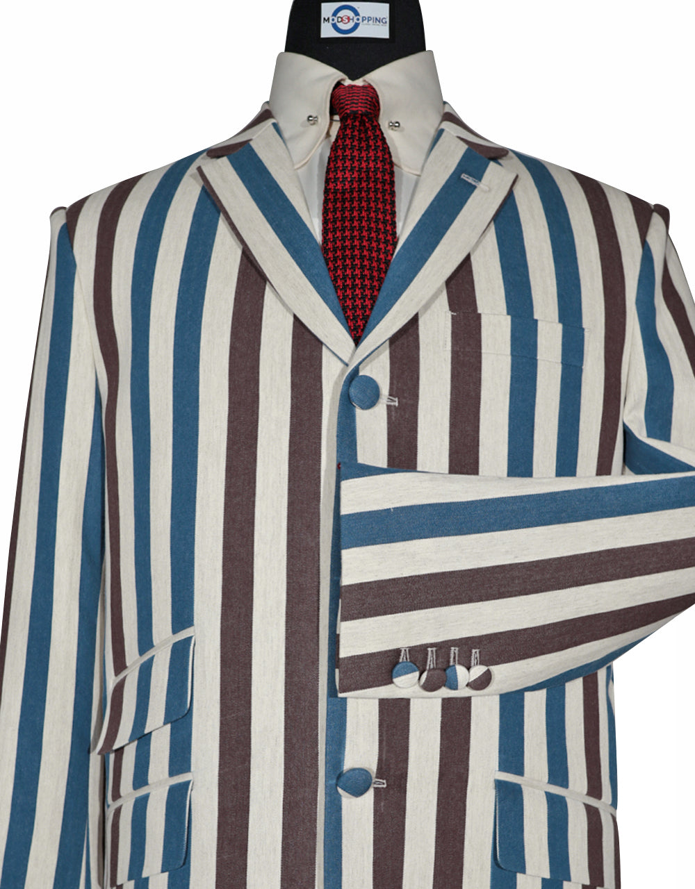 Sky Blue and Brown Striped Blazer 