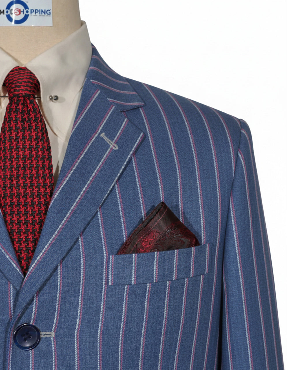 Sky Blue and Pink Striped Suit