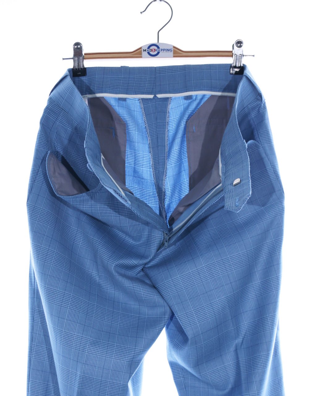 Mod Suit - Sky Blue Prince of Wales Check Suit