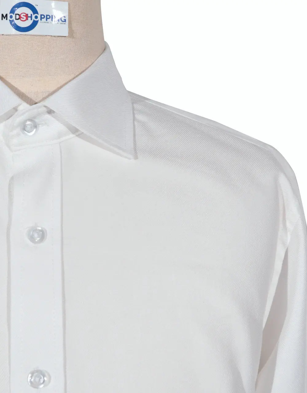 Spread Collar Shirt - White Cotton Twill Spread Collar Shirts Modshopping Clothing