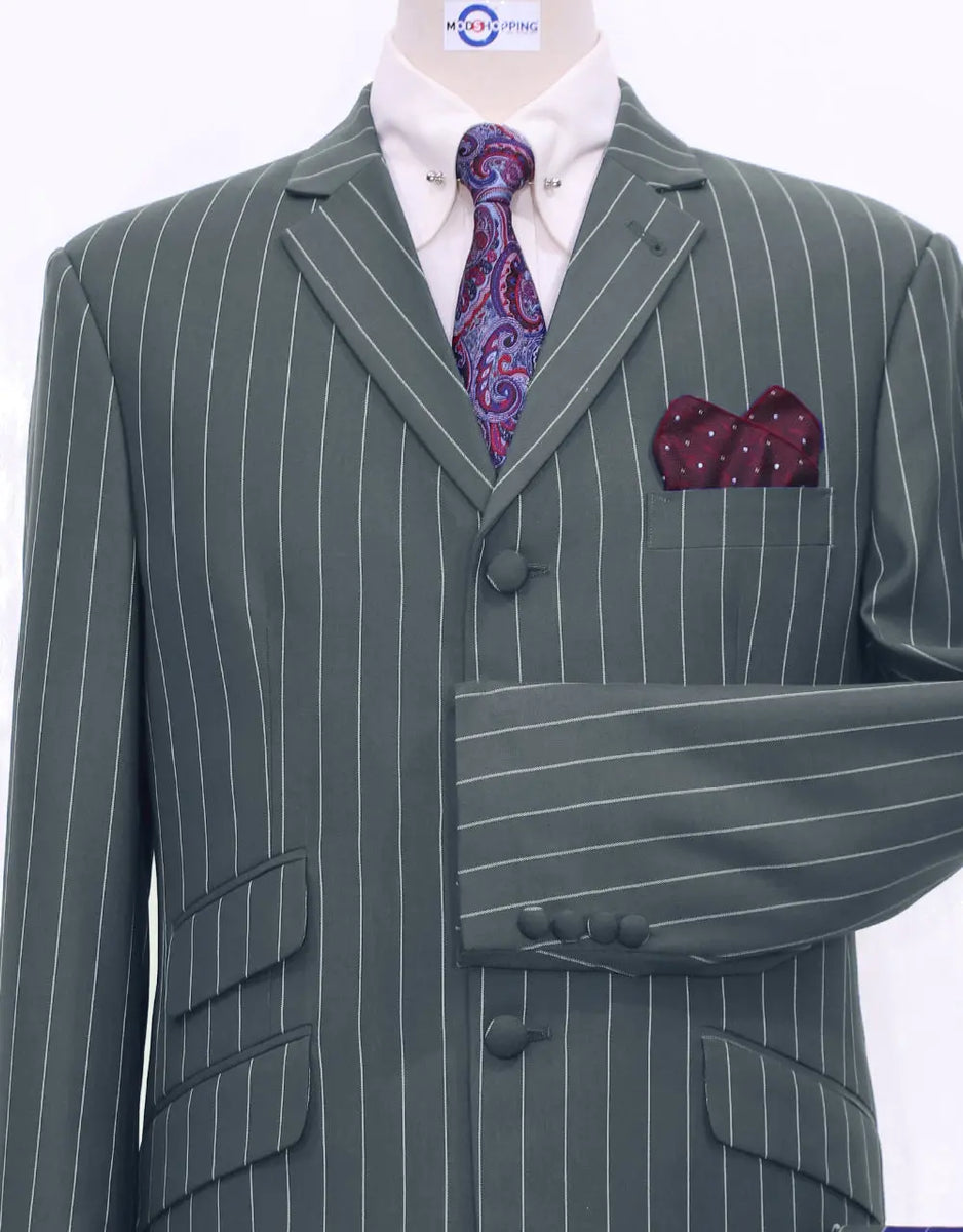 Striped Suit | 60s Mod Style Grey and White Pinstripe Suit ...