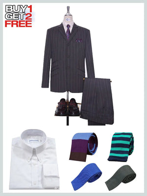 Suit Package | Charcoal Grey Prince Of Wales Check Suit Modshopping Clothing