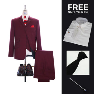 Suit deals | Buy 1 Burgundy Prince Of Wales Check Suit Get Free 3 Products Modshopping Clothing
