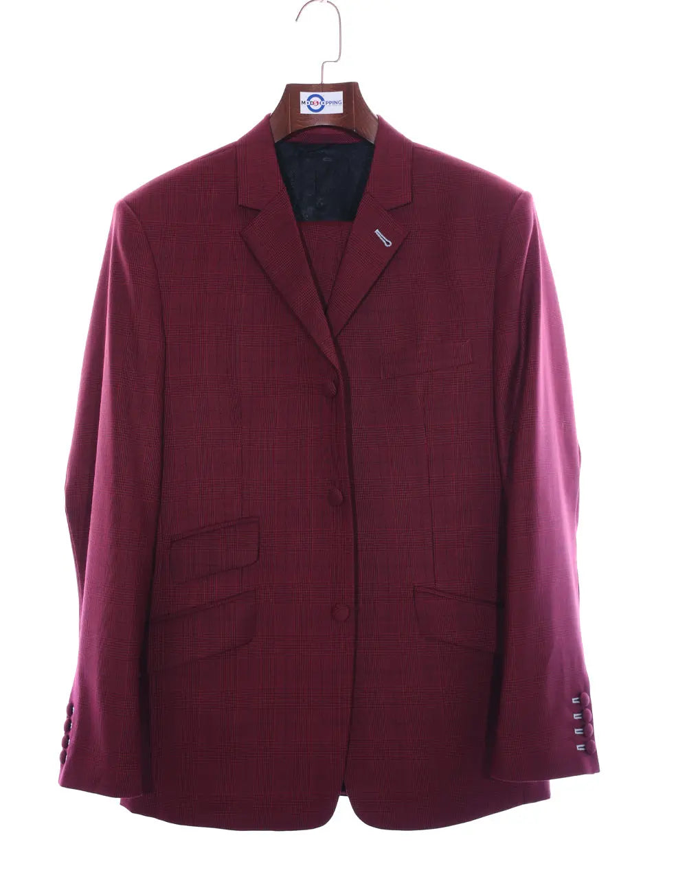 Suit deals | Buy 1 Burgundy Prince Of Wales Check Suit Get Free 3 Products Modshopping Clothing