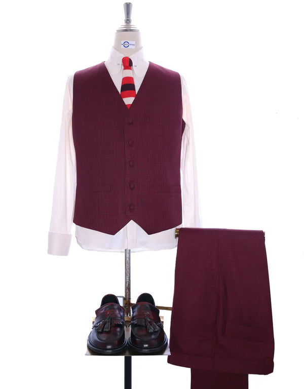 Suit deals | Buy 1 Burgundy Prince Of Wales Check Suit Get Free 3 Products Modshopping Clothing