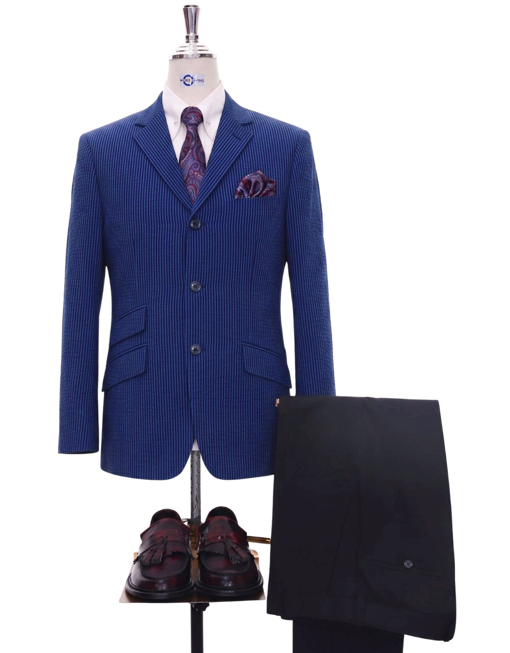 Men's Seersucker Blue Summer Blazer