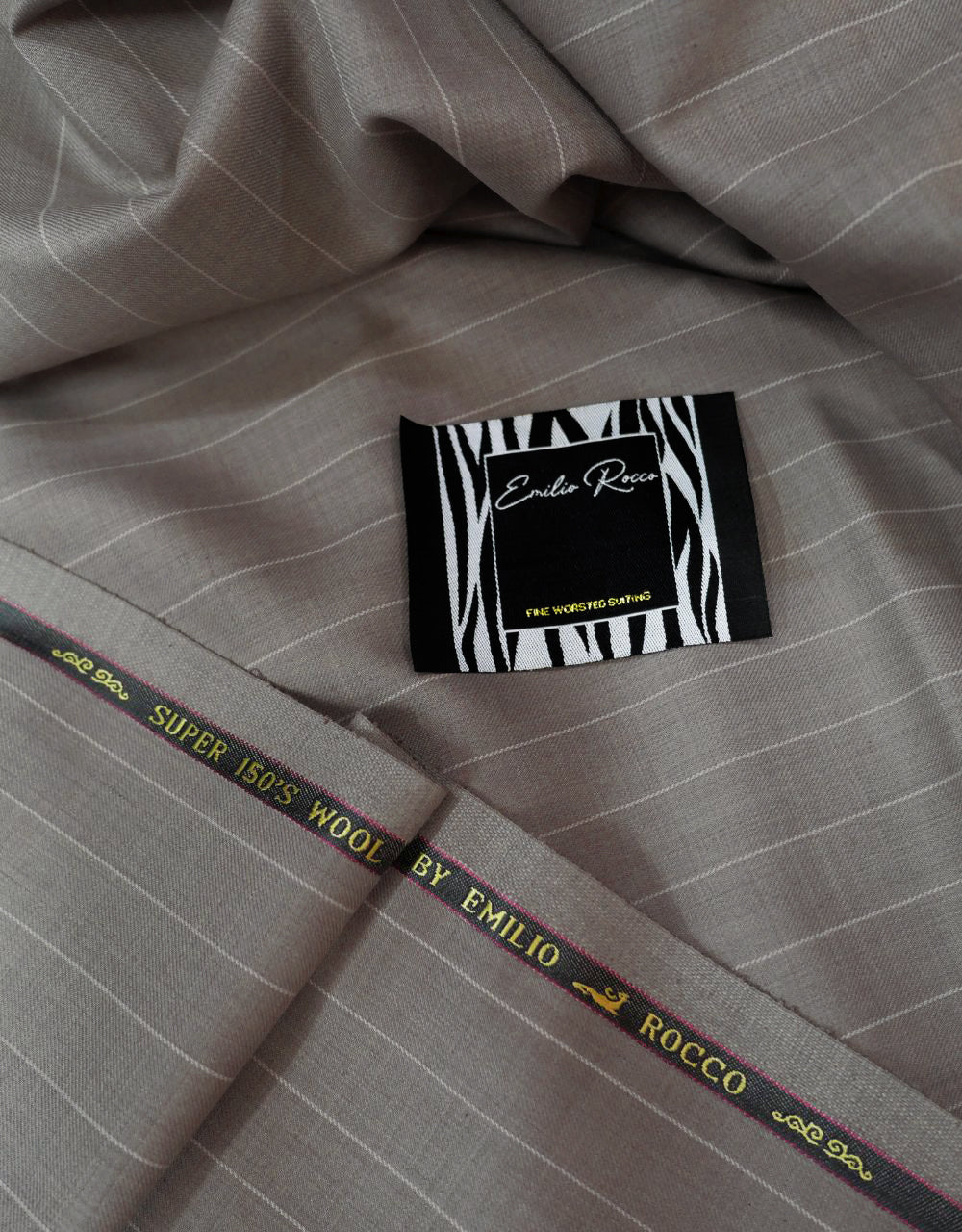 Light haki and White Stripe Fabric Label