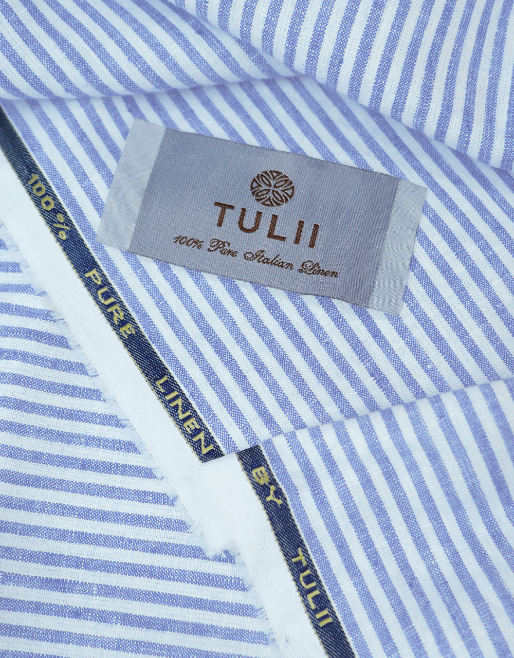 Sky Blue and White Stripe Linen Fabric