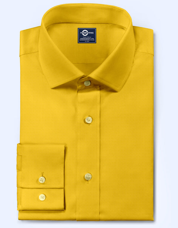 Men's Shirt - Yellow Spread Collar Shirt