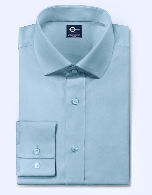 Men's Shirt - Light Sky Blue Color Spread Collar Shirt