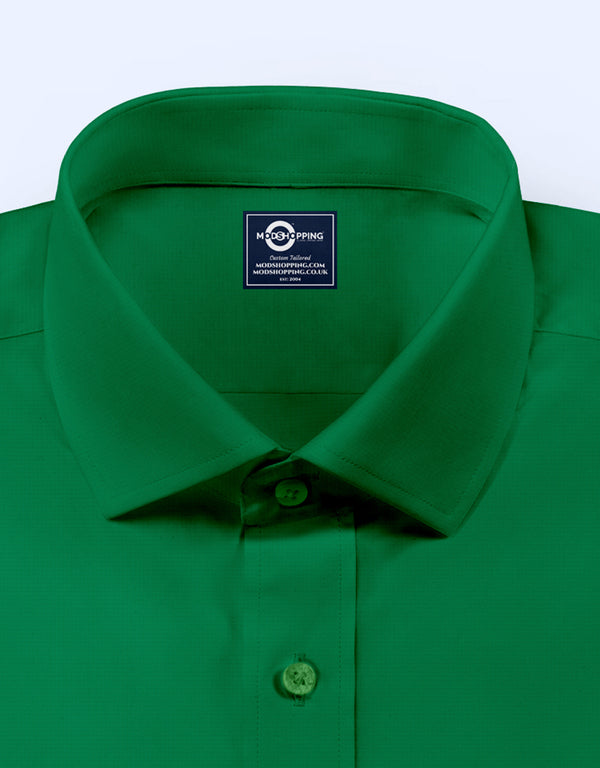 Men's Shirt - Green Spread Collar Shirt