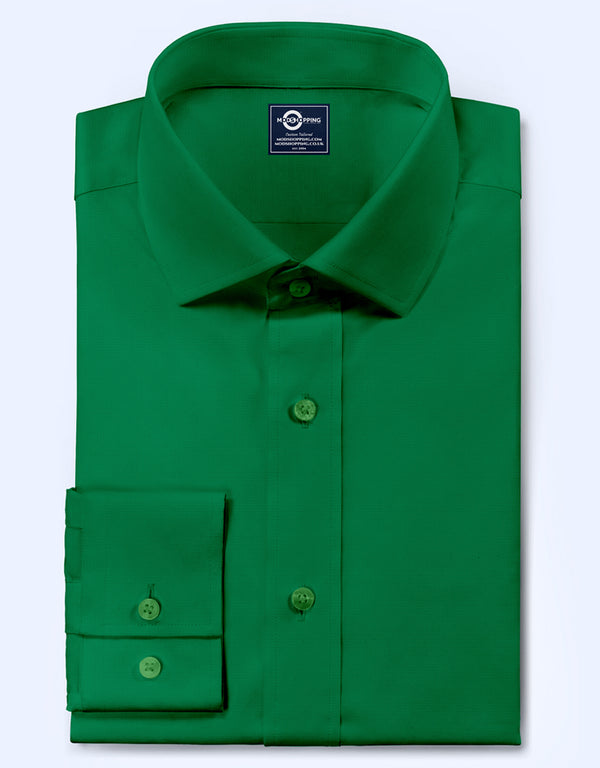 Men's Shirt - Green Spread Collar Shirt