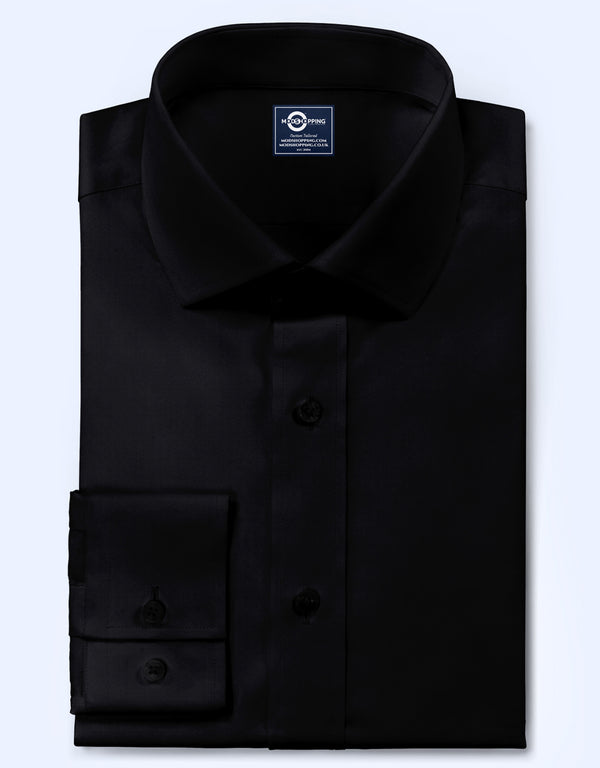 Men's Shirt - Black Color Spread Collar Shirt