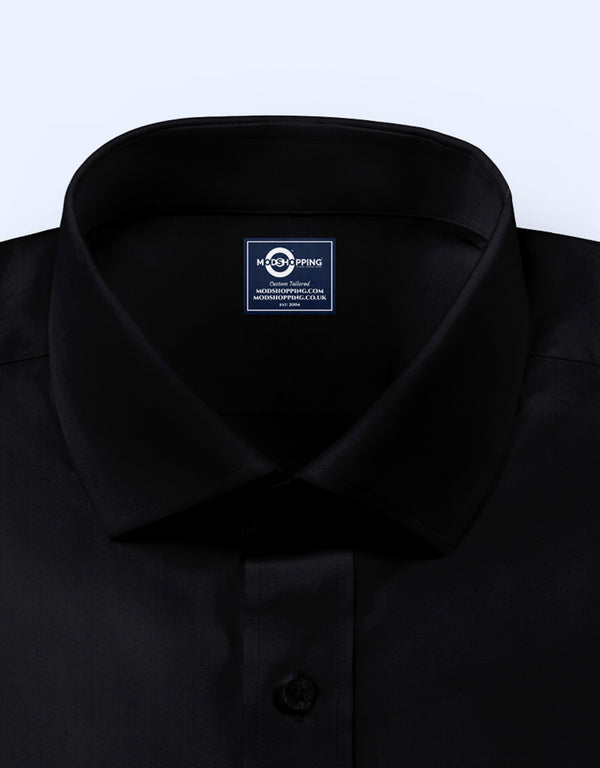 Men's Shirt - Black Color Spread Collar Shirt