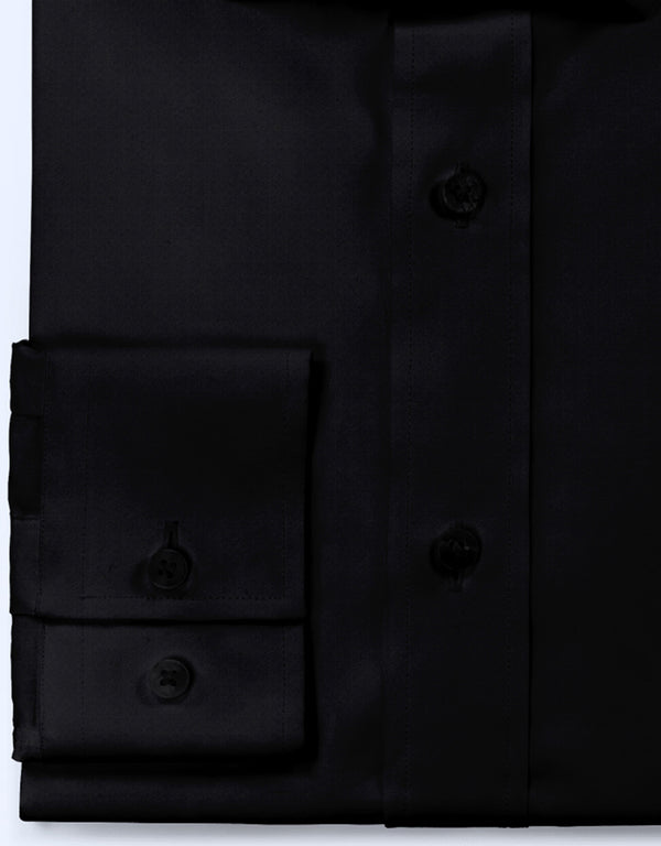 Men's Shirt - Black Color Spread Collar Shirt