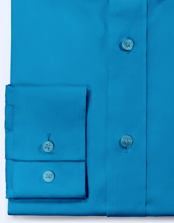 Men's Shirt - Deep Sky Blue Color Spread Collar Shirt