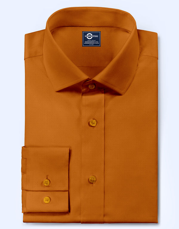 Men's Shirt - Orange Color Spread Collar Shirt