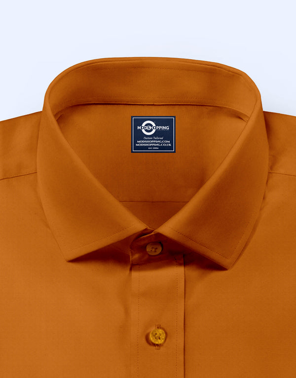 Men's Shirt - Orange Color Spread Collar Shirt