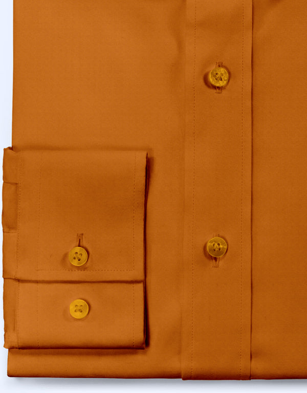 Men's Shirt - Orange Color Spread Collar Shirt