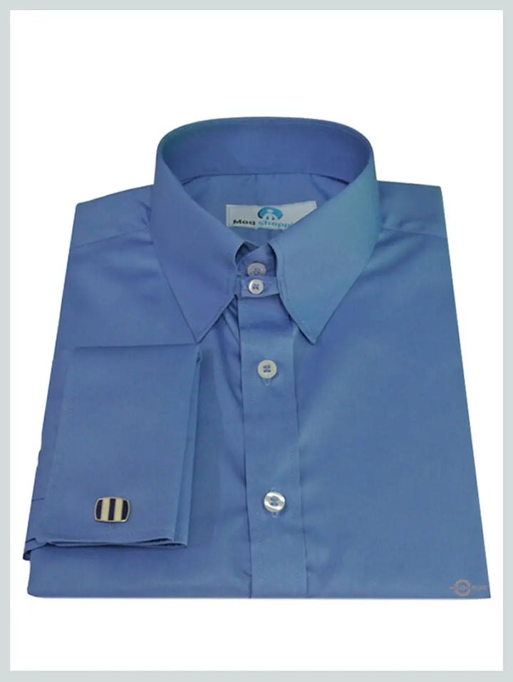 Tab Collar Shirt | Long Sleeve Sky Blue Tab Collar Shirt – Modshopping ...