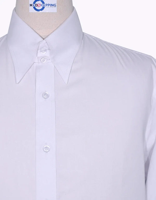 Tab Collar Shirt | White Tab Collar Shirt Modshopping Clothing