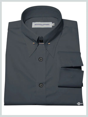 This Shirt Only - Charcoal Grey Pin Collar Shirt Size XL Modshopping Clothing