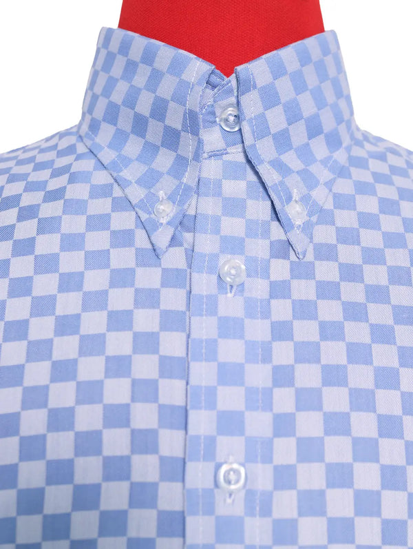 This Shirt Only - Sky Blue Gingham Check Button Down Shirt Size M Modshopping Clothing