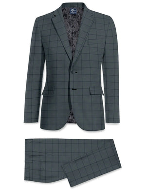 This Suit Only - Charcoal Windowpane Check Suit Jacket 40R & 34/32 Modshopping Clothing
